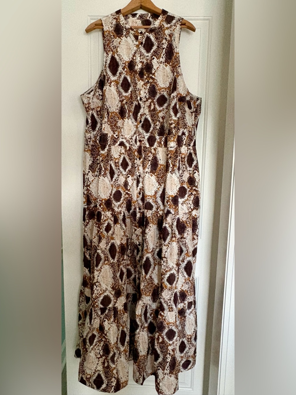 Maeve by Anthropologie Snake Print Tiered Maxi Dress